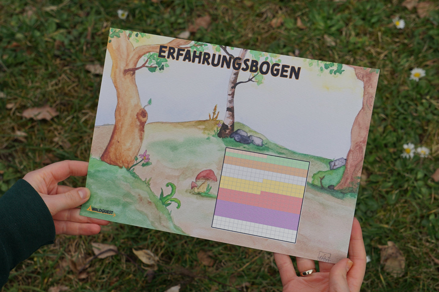 Waldhüter Erfahrungsbogen - Kunstvoller Artprint mit Erfahrungsleiste und Level Markierungen für dein WaldQuest
