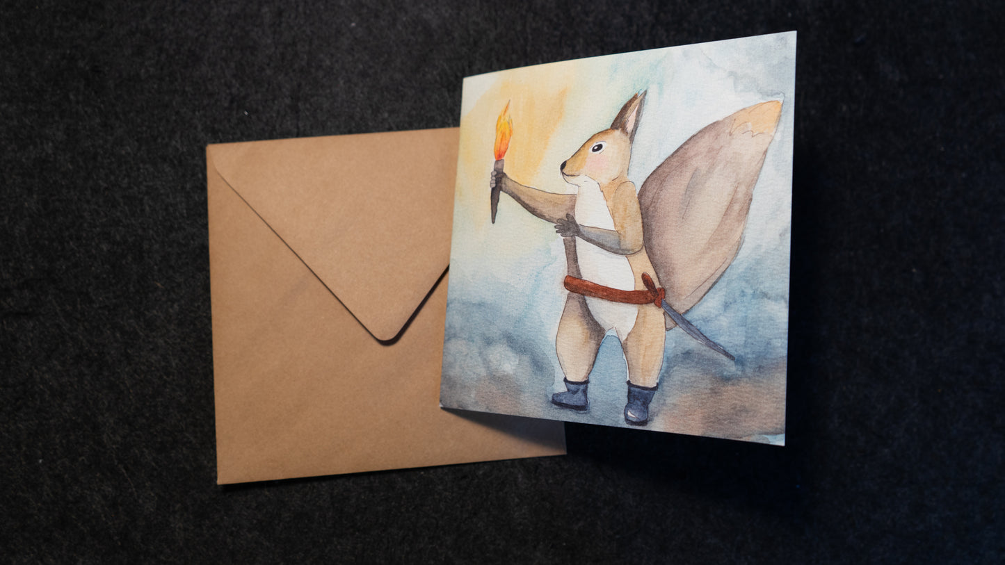 Eichhörnchen Abenteurer (Grußkarte quadratisch 15x15 cm)