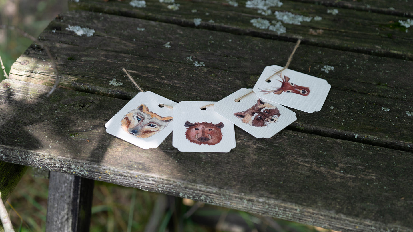 Geschenkanhänger im Wildtier Design (Set mit 4)